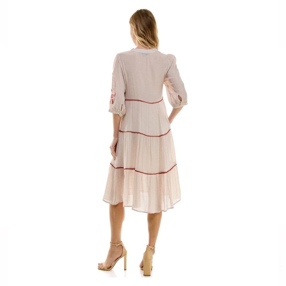 SOLD! ❌ Fig & Flower V-Neck Embroidered Bohemian Midi Dress L - Picture 3 of 15